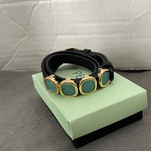 NWT! NIB! Per Lo Jewelry Green Aventurine and Black Leather Bracelet